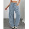imageATHMILE Barrel Sweatpants Women Fall Fashion Wide Leg Pants 2026 Baggy Lounge Comfy Flowy Sweat Pants with PocketsDusty Blue