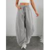 imageATHMILE Barrel Sweatpants Women Fall Fashion Wide Leg Pants 2026 Baggy Lounge Comfy Flowy Sweat Pants with PocketsGrey