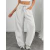 imageATHMILE Barrel Sweatpants Women Fall Fashion Wide Leg Pants 2026 Baggy Lounge Comfy Flowy Sweat Pants with PocketsHeather White