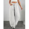 imageATHMILE Barrel Sweatpants Women Fall Fashion Wide Leg Pants 2026 Baggy Lounge Comfy Flowy Sweat Pants with PocketsHeather White
