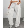 imageATHMILE Barrel Sweatpants Women Fall Fashion Wide Leg Pants 2026 Baggy Lounge Comfy Flowy Sweat Pants with PocketsHeather White