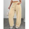 imageATHMILE Barrel Sweatpants Women Fall Fashion Wide Leg Pants 2026 Baggy Lounge Comfy Flowy Sweat Pants with PocketsLight Khaki