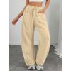 imageATHMILE Barrel Sweatpants Women Fall Fashion Wide Leg Pants 2026 Baggy Lounge Comfy Flowy Sweat Pants with PocketsLight Khaki