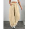 imageATHMILE Barrel Sweatpants Women Fall Fashion Wide Leg Pants 2026 Baggy Lounge Comfy Flowy Sweat Pants with PocketsLight Khaki
