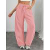 imageATHMILE Barrel Sweatpants Women Fall Fashion Wide Leg Pants 2026 Baggy Lounge Comfy Flowy Sweat Pants with PocketsPink