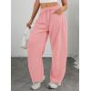 imageATHMILE Barrel Sweatpants Women Fall Fashion Wide Leg Pants 2026 Baggy Lounge Comfy Flowy Sweat Pants with PocketsPink