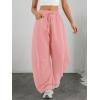 imageATHMILE Barrel Sweatpants Women Fall Fashion Wide Leg Pants 2026 Baggy Lounge Comfy Flowy Sweat Pants with PocketsPink