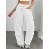 imageATHMILE Barrel Sweatpants Women Fall Fashion Wide Leg Pants 2026 Baggy Lounge Comfy Flowy Sweat Pants with PocketsWhite
