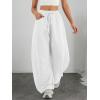 imageATHMILE Barrel Sweatpants Women Fall Fashion Wide Leg Pants 2026 Baggy Lounge Comfy Flowy Sweat Pants with PocketsWhite