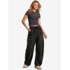 imageATHMILE Sweatpants Women 2026 Baggy PullOn Barrel Pants Wide Leg Lounge Drawstring Sweatpants with PocketsBlack