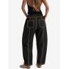 imageATHMILE Sweatpants Women 2026 Baggy PullOn Barrel Pants Wide Leg Lounge Drawstring Sweatpants with PocketsBlack