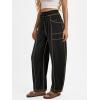 imageATHMILE Sweatpants Women 2026 Baggy PullOn Barrel Pants Wide Leg Lounge Drawstring Sweatpants with PocketsBlack