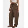 imageATHMILE Sweatpants Women 2026 Baggy PullOn Barrel Pants Wide Leg Lounge Drawstring Sweatpants with PocketsCoffee