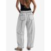 imageATHMILE Sweatpants Women 2026 Baggy PullOn Barrel Pants Wide Leg Lounge Drawstring Sweatpants with PocketsLight Grey