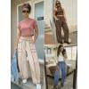 imageATHMILE Sweatpants Women 2026 Baggy PullOn Barrel Pants Wide Leg Lounge Drawstring Sweatpants with PocketsLight Khaki