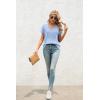 imageATHMILE T Shirts Short Sleeve V Neck Tees for Women Fashion Tops Trendy Lightweight Casual Summer Outfits Clothes 2026 BeachIce Bue