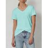 imageATHMILE T Shirts Short Sleeve V Neck Tees for Women Fashion Tops Trendy Soft Casual Summer Clothes Outfits 2026Aqua