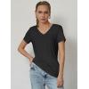 imageATHMILE T Shirts Short Sleeve V Neck Tees for Women Fashion Tops Trendy Soft Casual Summer Clothes Outfits 2026Black