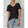 imageATHMILE T Shirts Short Sleeve V Neck Tees for Women Fashion Tops Trendy Soft Casual Summer Clothes Outfits 2026Black