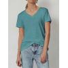 imageATHMILE T Shirts Short Sleeve V Neck Tees for Women Fashion Tops Trendy Soft Casual Summer Clothes Outfits 2026Blue Green