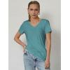 imageATHMILE T Shirts Short Sleeve V Neck Tees for Women Fashion Tops Trendy Soft Casual Summer Clothes Outfits 2026Blue Green
