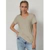 imageATHMILE T Shirts Short Sleeve V Neck Tees for Women Fashion Tops Trendy Soft Casual Summer Clothes Outfits 2026Coffe Grey