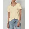 imageATHMILE T Shirts Short Sleeve V Neck Tees for Women Fashion Tops Trendy Soft Casual Summer Clothes Outfits 2026Cream
