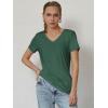 imageATHMILE T Shirts Short Sleeve V Neck Tees for Women Fashion Tops Trendy Soft Casual Summer Clothes Outfits 2026Dark Green