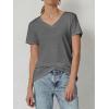 imageATHMILE T Shirts Short Sleeve V Neck Tees for Women Fashion Tops Trendy Soft Casual Summer Clothes Outfits 2026Gray