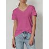 imageATHMILE T Shirts Short Sleeve V Neck Tees for Women Fashion Tops Trendy Soft Casual Summer Clothes Outfits 2026Hotpink
