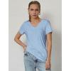 imageATHMILE T Shirts Short Sleeve V Neck Tees for Women Fashion Tops Trendy Soft Casual Summer Clothes Outfits 2026Ice Blue