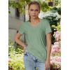 imageATHMILE T Shirts Short Sleeve V Neck Tees for Women Fashion Tops Trendy Soft Casual Summer Clothes Outfits 2026Light Green