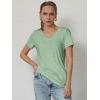imageATHMILE T Shirts Short Sleeve V Neck Tees for Women Fashion Tops Trendy Soft Casual Summer Clothes Outfits 2026Light Green