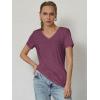 imageATHMILE T Shirts Short Sleeve V Neck Tees for Women Fashion Tops Trendy Soft Casual Summer Clothes Outfits 2026Purple Red
