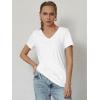 imageATHMILE T Shirts Short Sleeve V Neck Tees for Women Fashion Tops Trendy Soft Casual Summer Clothes Outfits 2026White