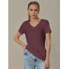 imageATHMILE T Shirts Short Sleeve V Neck Tees for Women Fashion Tops Trendy Soft Casual Summer Clothes Outfits 2026Wine Red