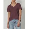 imageATHMILE T Shirts Short Sleeve V Neck Tees for Women Fashion Tops Trendy Soft Casual Summer Clothes Outfits 2026Wine Red