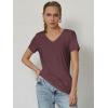 imageATHMILE T Shirts Short Sleeve V Neck Tees for Women Fashion Tops Trendy Soft Casual Summer Clothes Outfits 2026Wine Red