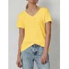 imageATHMILE T Shirts Short Sleeve V Neck Tees for Women Fashion Tops Trendy Soft Casual Summer Clothes Outfits 2026Yellow