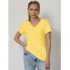 imageATHMILE T Shirts Short Sleeve V Neck Tees for Women Fashion Tops Trendy Soft Casual Summer Clothes Outfits 2026Yellow