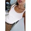 imageATHMILE Women Tank Top Sleeveless Scoop Neck Form Fitting Ribbed Knit Basic Cami Shirts2 Full Length White