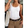 imageATHMILE Women Tank Top Sleeveless Scoop Neck Form Fitting Ribbed Knit Basic Cami Shirts2 Full Length White