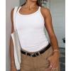 imageATHMILE Women Tank Top Sleeveless Scoop Neck Form Fitting Ribbed Knit Basic Cami Shirts2 Full Length White
