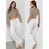 imageATHMILE Womens Wide Leg Sweatpants Long Straight Streetwear Drawstring Low Waist Casual Loose Baggy Workout Pants 2026White
