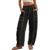 imageATHMILE Sweatpants Women 2026 Baggy PullOn Barrel Pants Wide Leg Lounge Drawstring Sweatpants with PocketsBlack