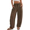 imageATHMILE Sweatpants Women 2026 Baggy PullOn Barrel Pants Wide Leg Lounge Drawstring Sweatpants with PocketsCoffee