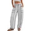 imageATHMILE Sweatpants Women 2026 Baggy PullOn Barrel Pants Wide Leg Lounge Drawstring Sweatpants with PocketsLight Grey