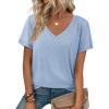 imageATHMILE T Shirts Short Sleeve V Neck Tees for Women Fashion Tops Trendy Soft Casual Summer Clothes Outfits 2026Ice Blue