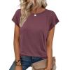 imageATHMILE T Shirts Short Sleeve V Neck Tees for Women Fashion Tops Trendy Soft Casual Summer Clothes Outfits 2026Rwine Red