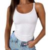 imageATHMILE Women Tank Top Sleeveless Scoop Neck Form Fitting Ribbed Knit Basic Cami Shirts2 Full Length White